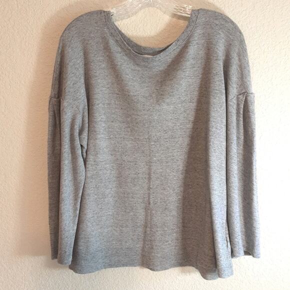 Daily Ritual NEW Pima Cotton Modal Heathered Gray Knit Poof 3/4 Sleeve Top XL - Picture 2 of 12